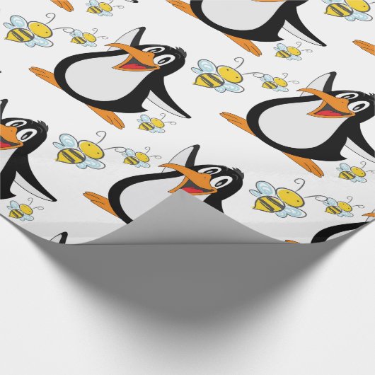 Glanzend omlooppapier Penguin Bumblebee Cadeaupapier (Hoek)