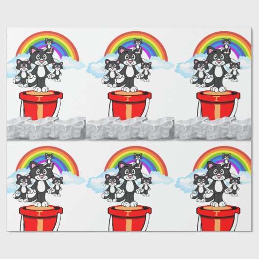 Glanzend omlooppapier, regenboogwolken cadeaupapier (Vlak)