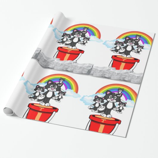 Glanzend omlooppapier, regenboogwolken cadeaupapier (Uitgerold)