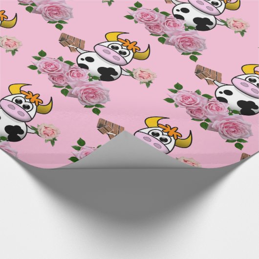Glanzend omlooppapier, roze roze roze Koe chocolad Cadeaupapier (Hoek)