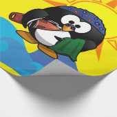 Glanzend omlooppapier, Surfer Penguin Beach Cadeaupapier (Hoek)