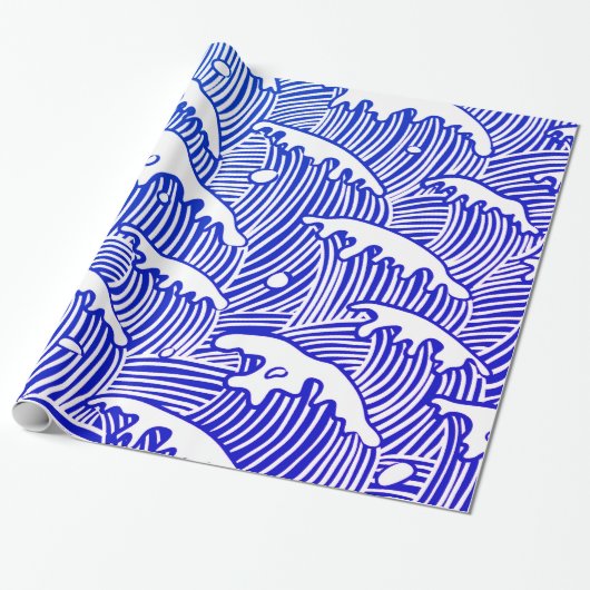 Glanzend omslagpapier, 30 x 6' JAPANS WAVE Cadeaupapier (Uitgerold)