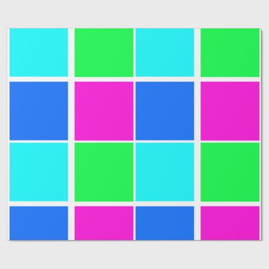 Glanzend omslagpapier, blauw groen roze cadeaupapier (Vlak)