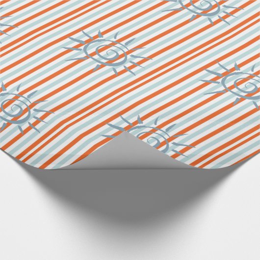 Glanzend omslagpapier, blauwe en Oranje stripster Cadeaupapier (Hoek)