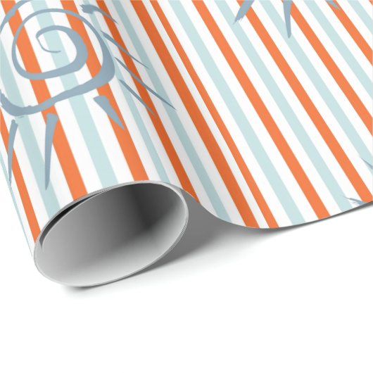 Glanzend omslagpapier, blauwe en Oranje stripster Cadeaupapier (Rol Hoek)