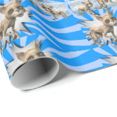 Glanzend omslagpapier, blauwe kat cadeaupapier (Rol Hoek)