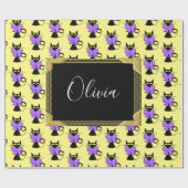 Glanzend omslagpapier, geel zwart kartonnen monogr cadeaupapier (Vlak)