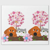 Glanzend omslagpapier, kat dog cadeaupapier (Vlak)