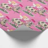 Glanzend omslagpapier, Koe melkroze harten Cadeaupapier (Hoek)