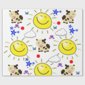 Glanzend omslagpapier, Koe Sun Hearts Butterfly Cadeaupapier (Vlak)