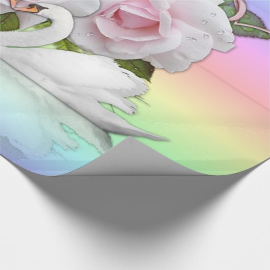 Glanzend omslagpapier, Pastel White Swan Cadeaupapier (Hoek)