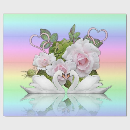 Glanzend omslagpapier, Pastel White Swan Cadeaupapier (Vlak)