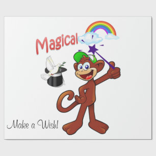 Glanzend omslagpapier, regenboogaap Magisch Cadeaupapier