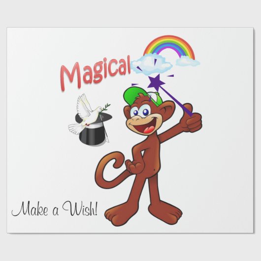 Glanzend omslagpapier, regenboogaap Magisch Cadeaupapier (Vlak)