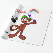 Glanzend omslagpapier, regenboogaap Magisch Cadeaupapier (Uitgerold)
