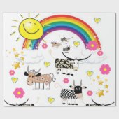 Glanzend omslagpapier, regenboogriemen Koeien Cadeaupapier (Vlak)