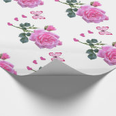 Glanzend omslagpapier, roze roze roze vlinder cadeaupapier (Hoek)