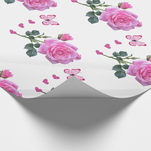 Glanzend omslagpapier, roze roze roze vlinder cadeaupapier (Hoek)