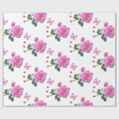 Glanzend omslagpapier, roze roze roze vlinder cadeaupapier (Vlak)