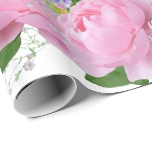 Glanzend omslagpapier, roze roze rozenmeel cadeaupapier (Rol Hoek)