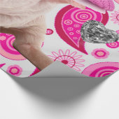 Glanzend omslagpapier, roze zilverharten cadeaupapier (Hoek)