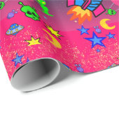 Glanzend omslagpapier, ruimtevaartuigen buitenaard cadeaupapier (Rol Hoek)