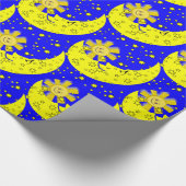Glanzend omslagpapier, Sun Moon Blue Yellow Cadeaupapier (Hoek)