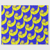 Glanzend omslagpapier, Sun Moon Blue Yellow Cadeaupapier (Vlak)