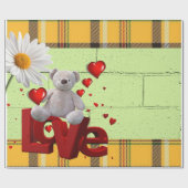 Glanzend omslagpapier Teddy Bear Green Play Cadeaupapier (Vlak)