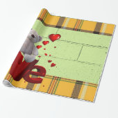 Glanzend omslagpapier Teddy Bear Green Play Cadeaupapier (Uitgerold)