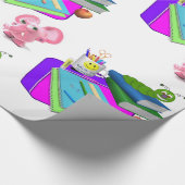 Glanzend omslagpapier, terug naar schoolroze zwemb cadeaupapier (Hoek)