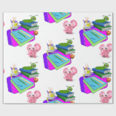 Glanzend omslagpapier, terug naar schoolroze zwemb cadeaupapier (Vlak)