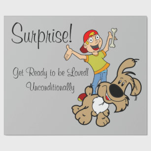 Glanzend omslagpapier, verrassende hond cadeaupapier