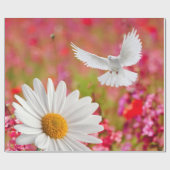 Glanzend omslagpapier, witte dove roze Floral Cadeaupapier (Vlak)