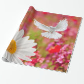 Glanzend omslagpapier, witte dove roze Floral Cadeaupapier (Uitgerold)
