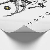 Glanzend omslagpapier, zwarte en witte Muzieknoten Cadeaupapier (Hoek)