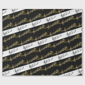 Glanzend omslagpapier, zwarte en witte Muzieknoten Cadeaupapier (Vlak)