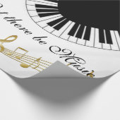 Glanzend omslagpapier, zwarte en witte Muzieknoten Cadeaupapier (Hoek)