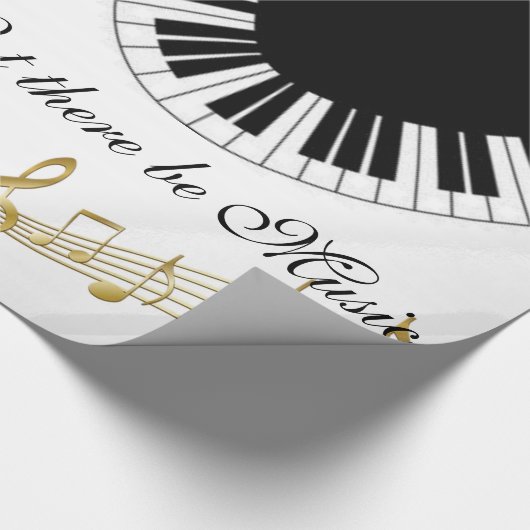 Glanzend omslagpapier, zwarte en witte Muzieknoten Cadeaupapier (Hoek)