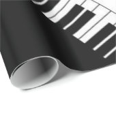Glanzend omslagpapier, zwarte en witte Muzieknoten Cadeaupapier (Rol Hoek)