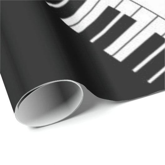 Glanzend omslagpapier, zwarte en witte Muzieknoten Cadeaupapier (Rol Hoek)