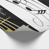 Glanzend omslagpapier, zwarte en witte Muzieknoten Cadeaupapier (Hoek)