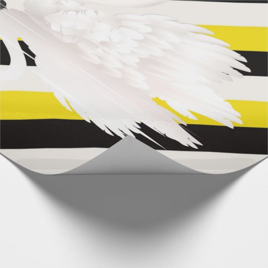 Glanzend omslagpapier, zwarte witstripte overschoe cadeaupapier (Hoek)