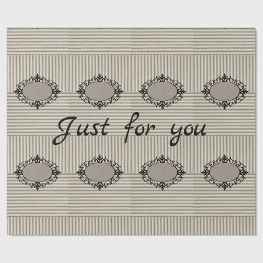 Glanzend oprapppapier Beige Stripe Black Cadeaupapier (Vlak)