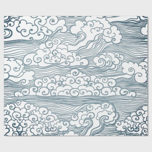 Glanzend opvulpapier, 30 x 6' JAPANSE CLOUDS Cadeaupapier (Vlak)