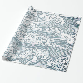 Glanzend opvulpapier, 30 x 6' JAPANSE CLOUDS Cadeaupapier