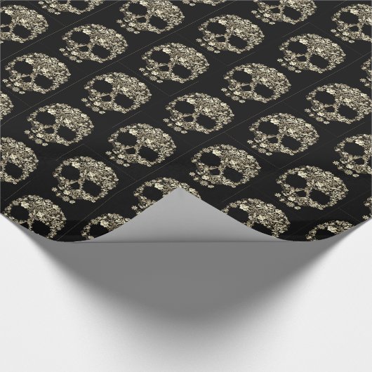 Glanzend opvulpapier, 30 x 6' SKULL Cadeaupapier (Hoek)
