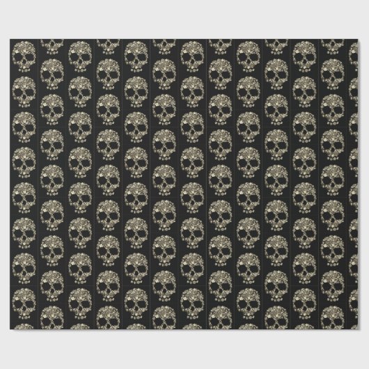 Glanzend opvulpapier, 30 x 6' SKULL Cadeaupapier (Vlak)