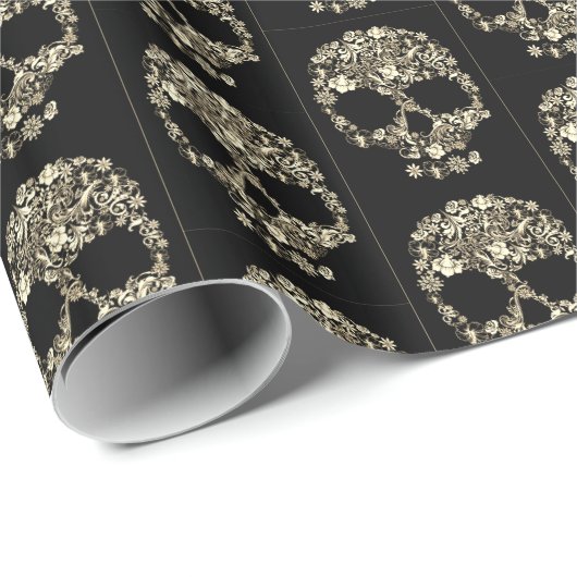 Glanzend opvulpapier, 30 x 6' SKULL Cadeaupapier (Rol Hoek)