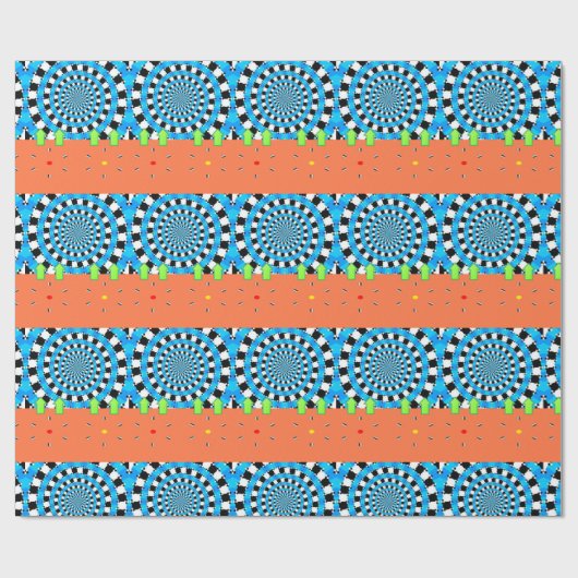 Glanzend opvulpapier, cirkelblauwe zwarte pijl cadeaupapier (Vlak)